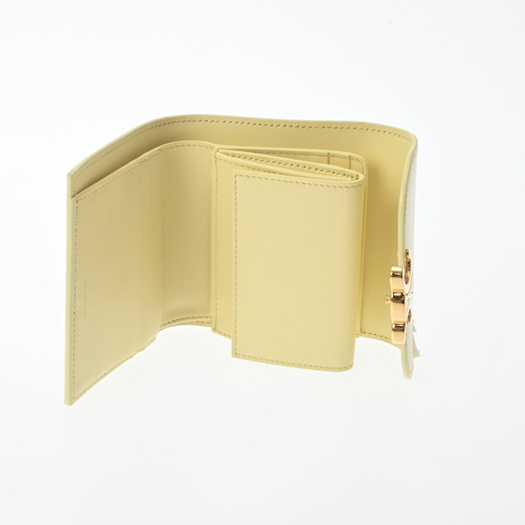 Celine Calfskin Bi fold Wallet Triomphe Yellow - Picture 9 of 12